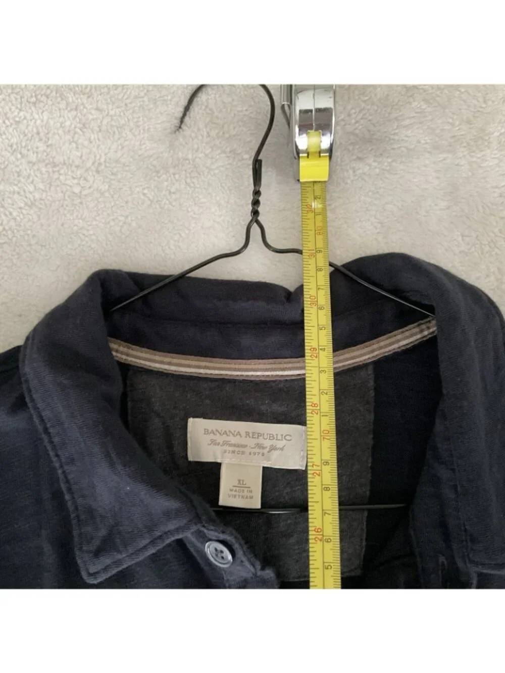 Banana Republic Johnny Collar Polo Mens XL Black Long Sleeve Cotton Modal